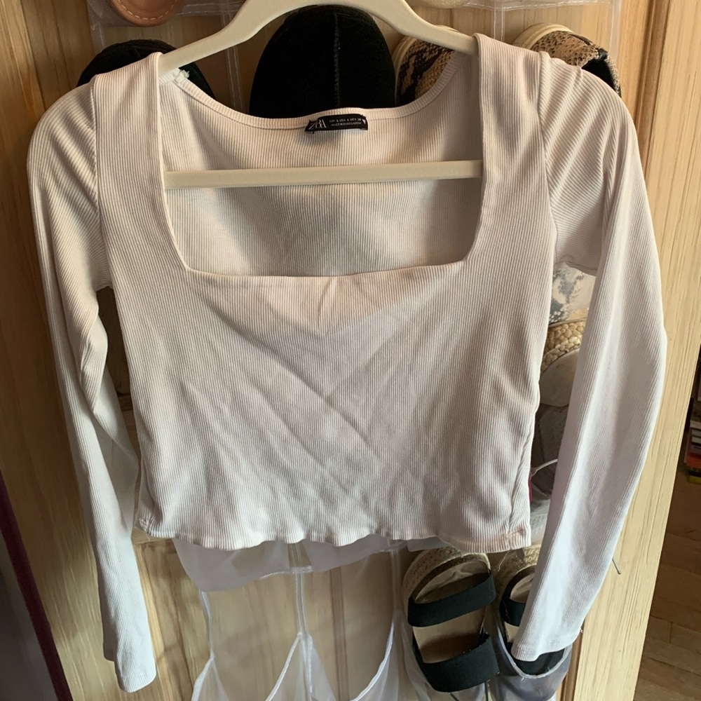 White, square neck top from Zara